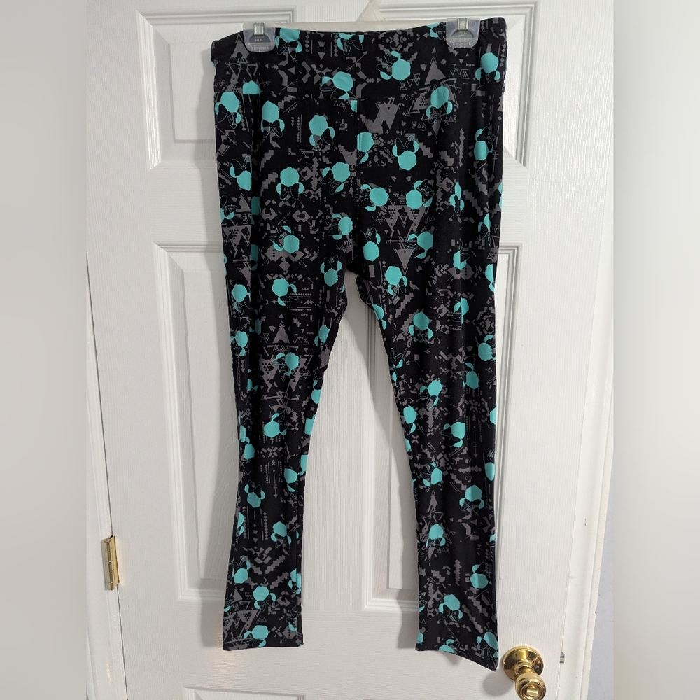 LuLaRoe Disney- Black and Teal Minnie Leggings